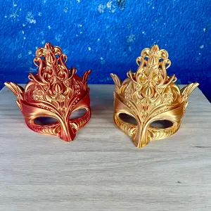 Bookshelf Decor Mask Red Gold or Gold for Home Office Library Desk - Ornaments Plastic Lightweight