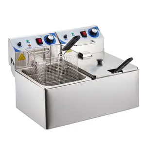 【GARVEE】Deep Fryer With Basket,Large Capacity Electric Deep Fryers,Adjustable Temperature & Timer, Perfect Chicken,Shrimp,French Fries, Chips & More,Removable Frying Basket Easy to Clean Stainless Steel,10Lx2