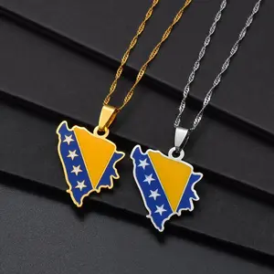 Bosnia And Herzegovina Necklace, Jewelry, Map, Flag, Pin, Gift, Earrings