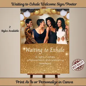 Glitter Waiting to Exhale Poster Welcome Sign: 90s Party Decor (Digital Download)