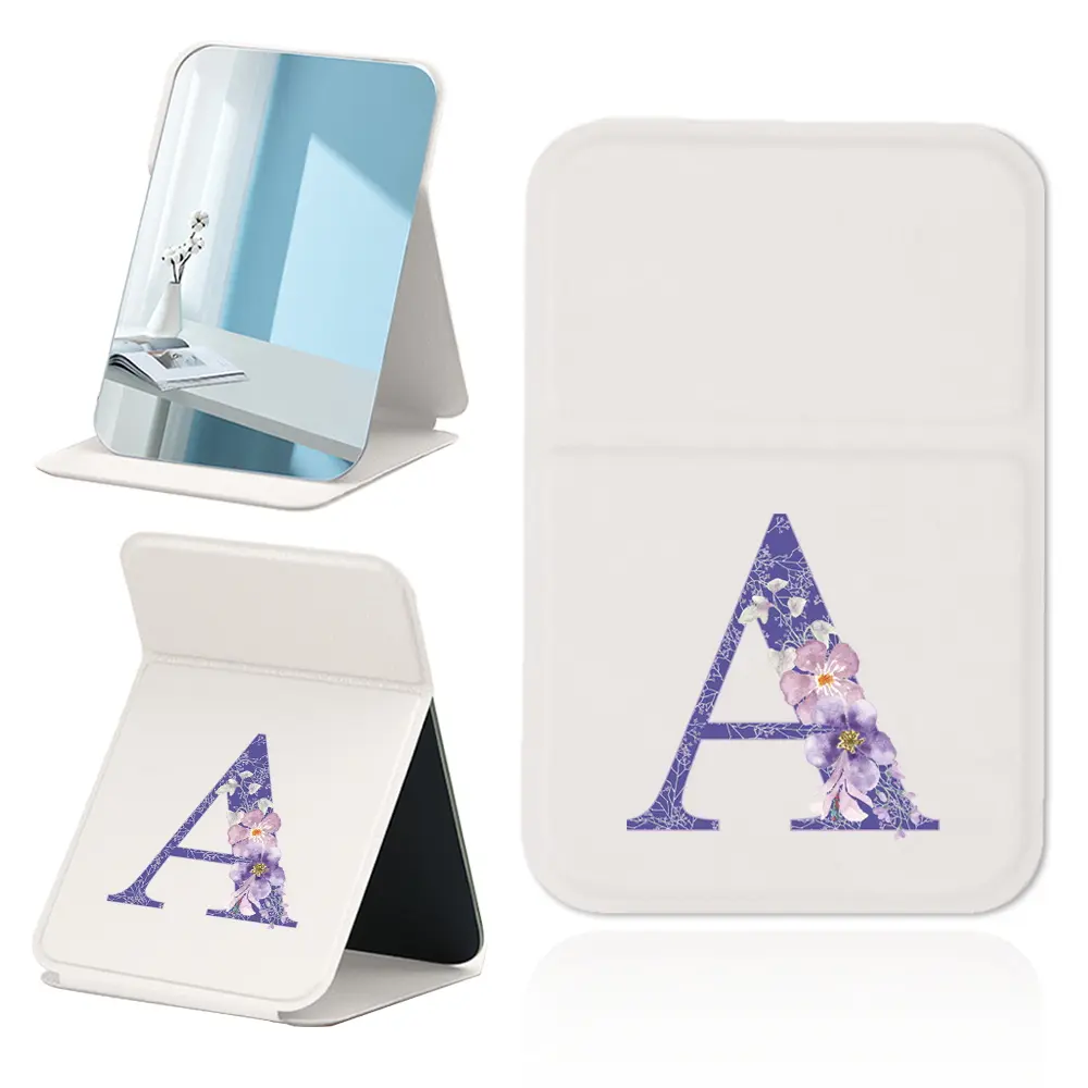 Portable Women's Folding Makeup Mirror, Compact Travel Cosmetic Holder, Ideal for Dormitory & Desk Use, Personalized Design Options Available