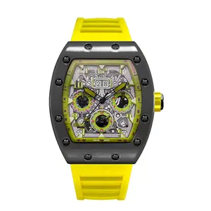 New High-end Hollow Automatic Men's Watch Luminous Casual Trendy Sports Barrel-shaped Quartz Wristwatch Richard Series Holiday Gift Fashion Accessories