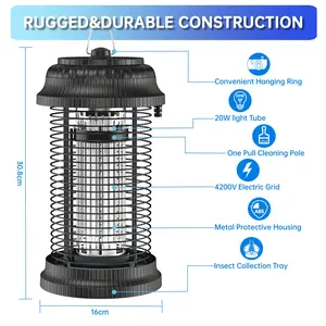 Electronic Mosquito Killer Lamp, UV Light Insect Collector, Detachable Bottom, Safe for Kids & Pets, Indoor Outdoor Use