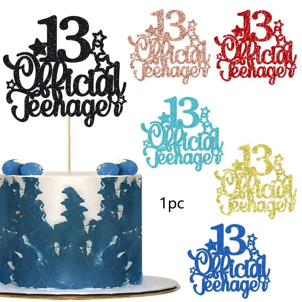 1pcs 13 Official Teenager Cake Topper Sparkle Toppers Glitter Star Number 13 13th Birthday Cake Pick Decorations for Teen 13th Birthday Party Decorations Supplies