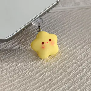 Cute Smiley Face Star Phone Dust Plug, Compatible with Type-C iPhone Android Phones iPad Tablets AirPods Charging Port Charm, Phone Accessory