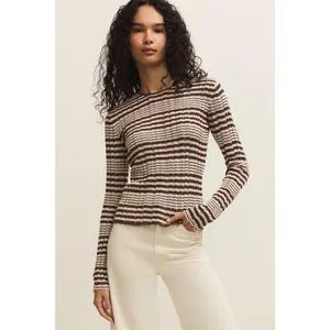 Z Supply Ronnie Striped Sweater - Chocolate Cherry
