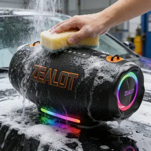 100W ZEALOT Bluetooth Speaker HIFI Stereo, Outdoor Portable Speaker with Bass & RGB Lights, IPX7 Waterproof, 24000mAh Playtime, EQ/PD Charger, Strap, Power Bank for Camping Beach Pool.