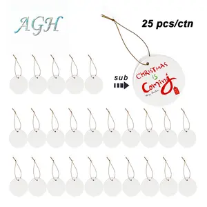 AGH 25pcs sublimation blank ceramic ornaments 3 inches for Halloween& Christmas& Valentino's special exclusive decor for Christmas tree family party