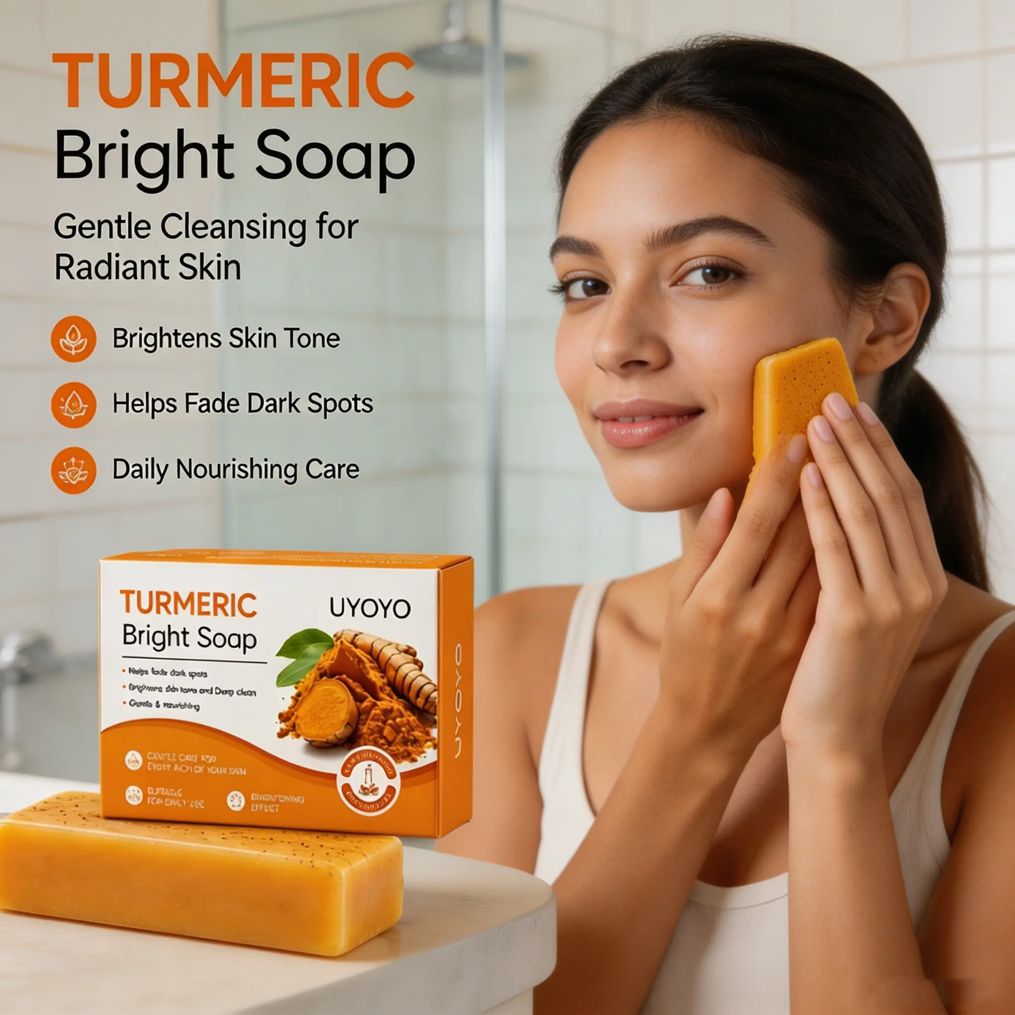 Face Wash Bar for Dark Spots – Turmeric Vitamin C Soap to Even Skin Tone & Fade Acne Scars