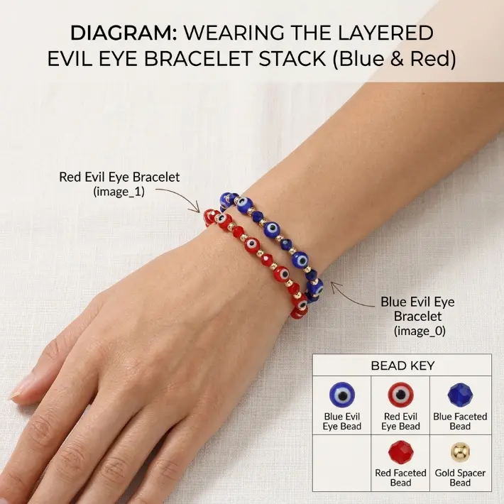 Matching Evil Eye Bracelet Beaded Friendship Jewelry for Couples and Best Friends Red Blue Nazar Amulet Dainty Y2K Preppy Aesthetic Gift for Bestie Boyfriend Girlfriend