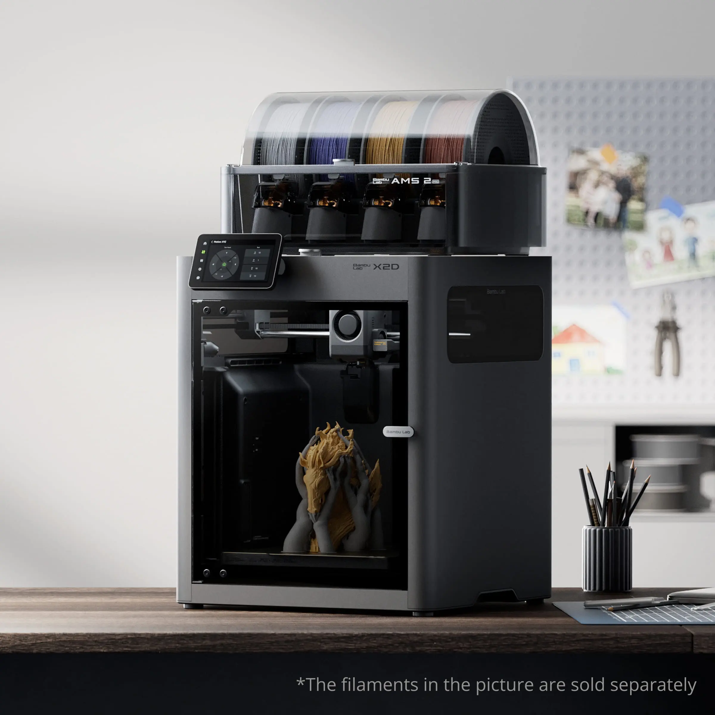 Bambu Lab X2D 3D Printer - Dual-Nozzle 3D Printing, New Release, Multi-Color Printing Support, AI-Powered Oversight, Integrated Filament Drying, Large Volume Build, 3D Printer Supplies for Computers & Office Equipment