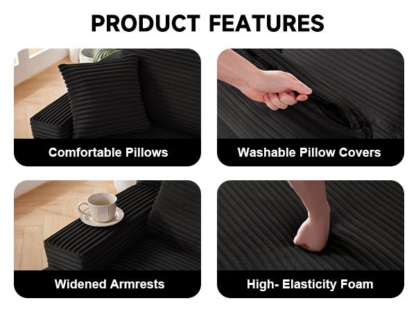 【2 packages shipping】Cloud Sectional Couch, Boneless Sofa for Living Room, Modular Sectional Sofa with Deep Seat, Fluffy Comfy Couch with L-Shaped Chaise, No Assembly Required
