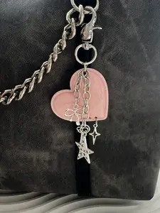 Sweet Elegant Heart Star Beaded Bow Keychain, Bag Charms, DIY Phone Bag Decoration, Easter Egg Filler Gift for Girls and Boys