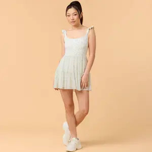 Blogilates Women's Mommy & Me Ballerina Ruffle Dress - White Floral Print XS