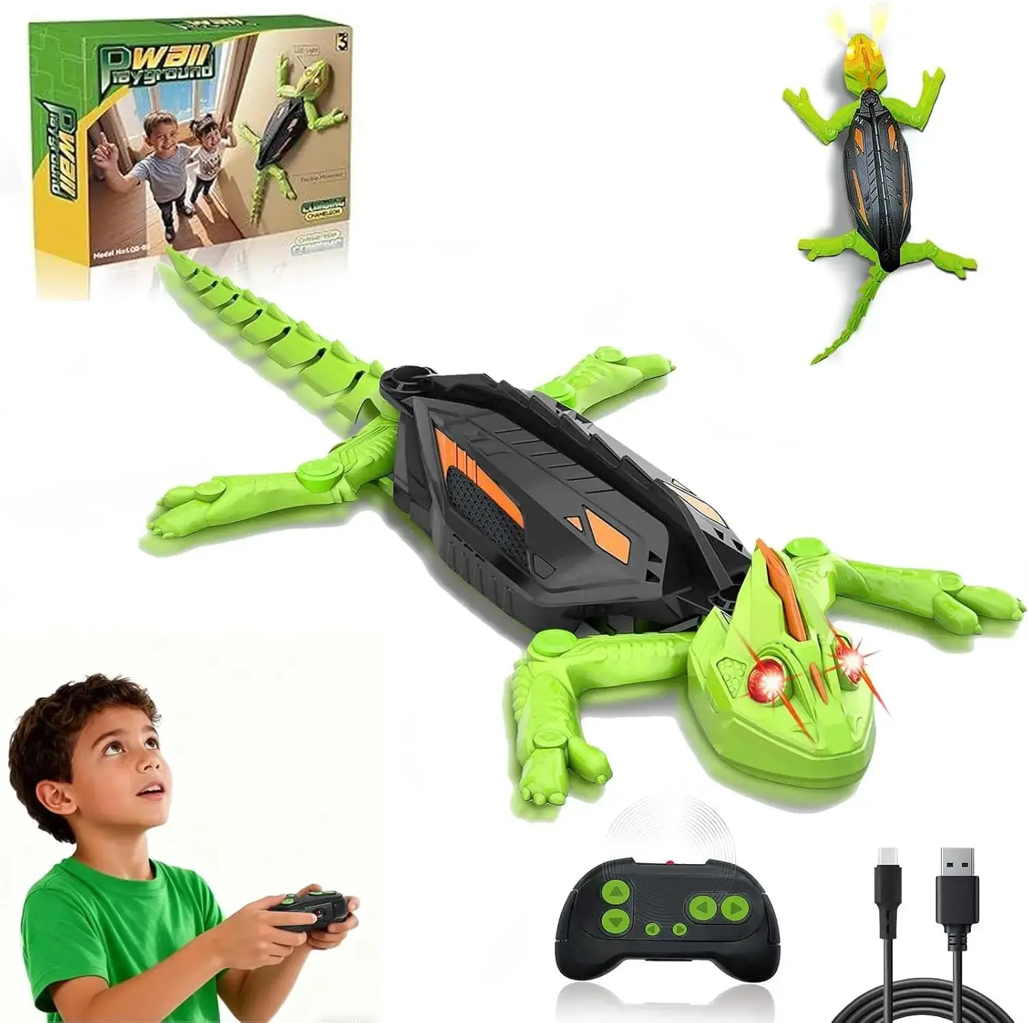 2026 NEW RC Wall Crawler Gecko: Wall Climbing Gecko Toy for Kids, Remote Control Climbing Lizard with Led Glowing Eyes, Rechargeable Floor Ceiling Crawling Robot Prank Toy, Gift for Boy Girl 3+Years Old