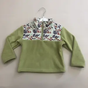Boy Green Camo Pollover Winter Jacket Thick Velvet Shirt Ourdoors Clothes BT1308