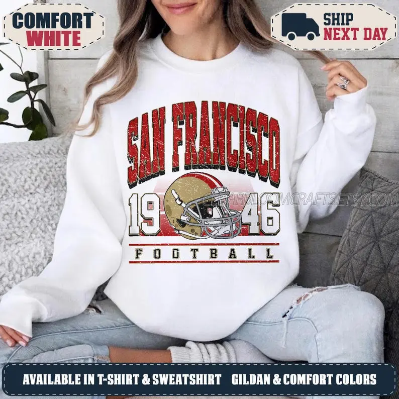 San Francisco Football Vintage Sweatshirt, 90s Retro Graphic Tee, Game Day Oversized T-Shirt, Football Fan SFNV79