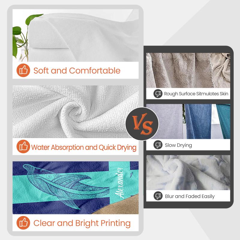 Personalized Tropical Animal Beach Towel, Custom Name Ocean Summer Pool Towel for Kids