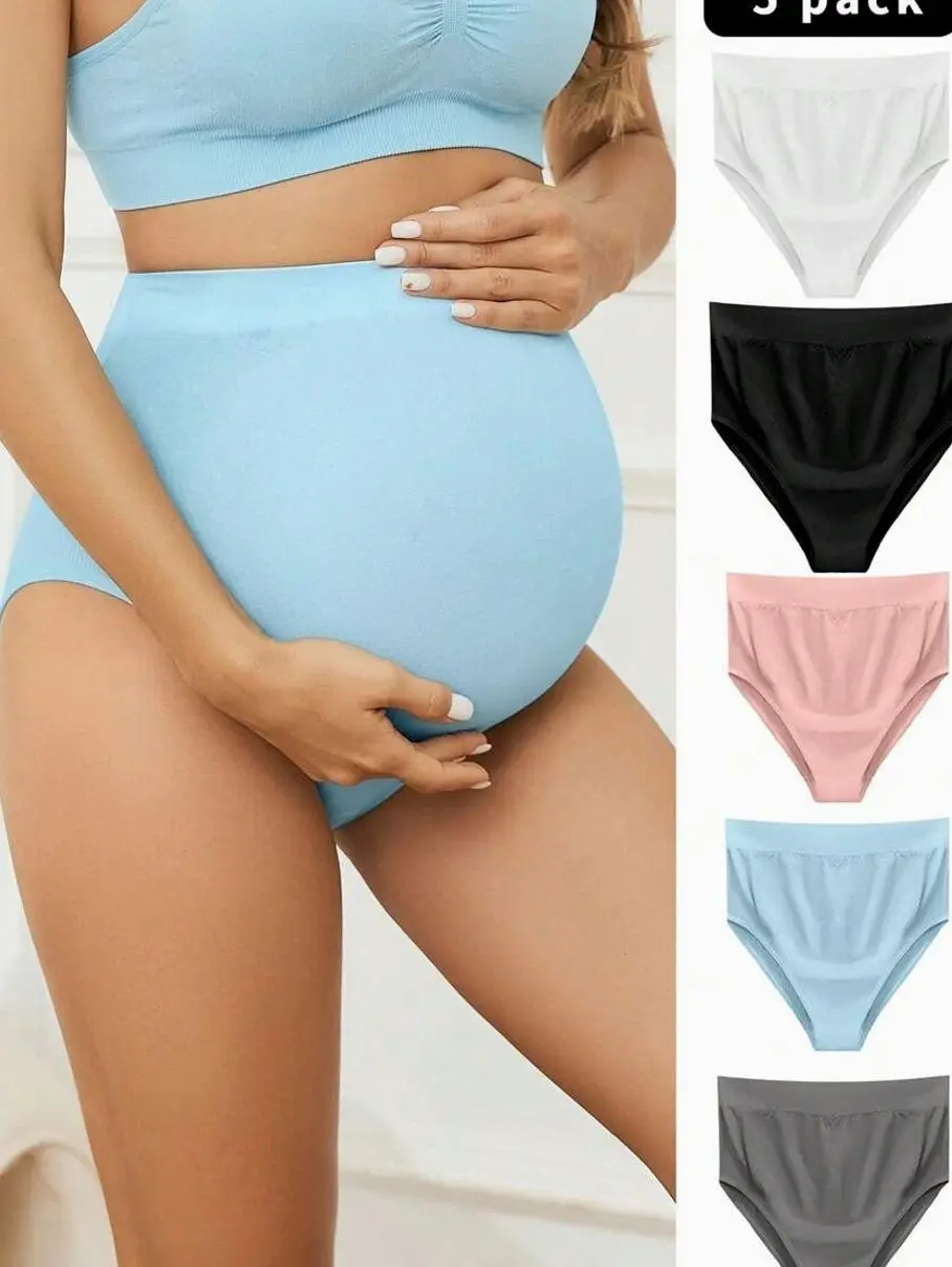 Maternity Underwear 5pcs Solid Color High Waist Briefs For Mother