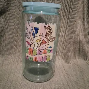 16oz light blue plastic tumbler