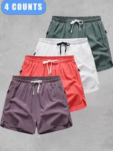 Men's Solid Color Zipper Pocket Shorts, Regular Fit Casual Comfy Breathable Shorts for Summer, Men's Bottoms for Daily Wear