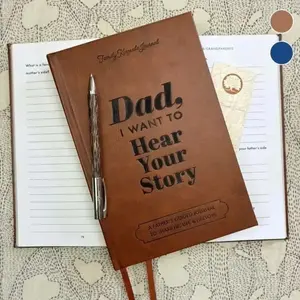 Family Keepsake Leather Notebook for Mom and Dad, Classic Life Story Journal