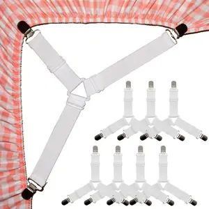 8-Pack Bed Sheet Holder Straps Fitted Sheet Keepers Bedsheet Holders Fasteners, 2-Sets(8 Pack) White