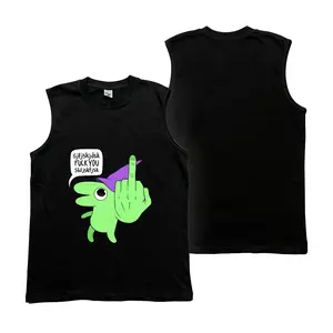 Glep middle finger gesture in *Smiling Friends*--100% Cotton Sleeveless Retro wash Tank Top
