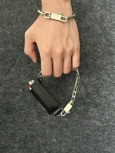 Handheld Lighter Case Keychain Bracelet Two-In-One Leather Metal Hanging Accessory Unisex Couple Gift, Stylish & Durable Design, Keychain Wristlet Strap