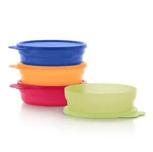 Tupperware Microwave Reheatable Cereal Bowls - Set of 4  Airtight Lids