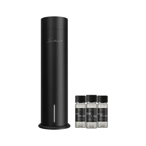 Scentiment Diffuser Tall Air 2 - Discovery Kit with Sampler Oils: Cold-Air Diffusion Technology with Wi-Fi & Touch Controls, Rechargeable Battery, Covers 1000 Sqft; Includes Top 3 Luxury Hotel-Inspired Fragrance Oils (20ml)
