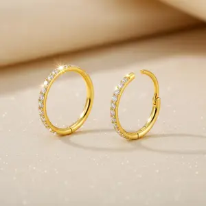 14K Gold Hinged Nose Rings Hoop for Women 20G, 316L Surgical Steel Clicker Septum Ring, Hoop Huggie Earring for Upper Lobe Cartilage Helix Piercing Jewelry (8mm, 6mm,10mm)
