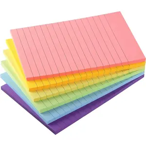 6 Pads Lined Sticky Notes with Lines 4x6 Self-Stick Notes 6 Pastel Color Sticky Notes, 45 Sheets/Pad