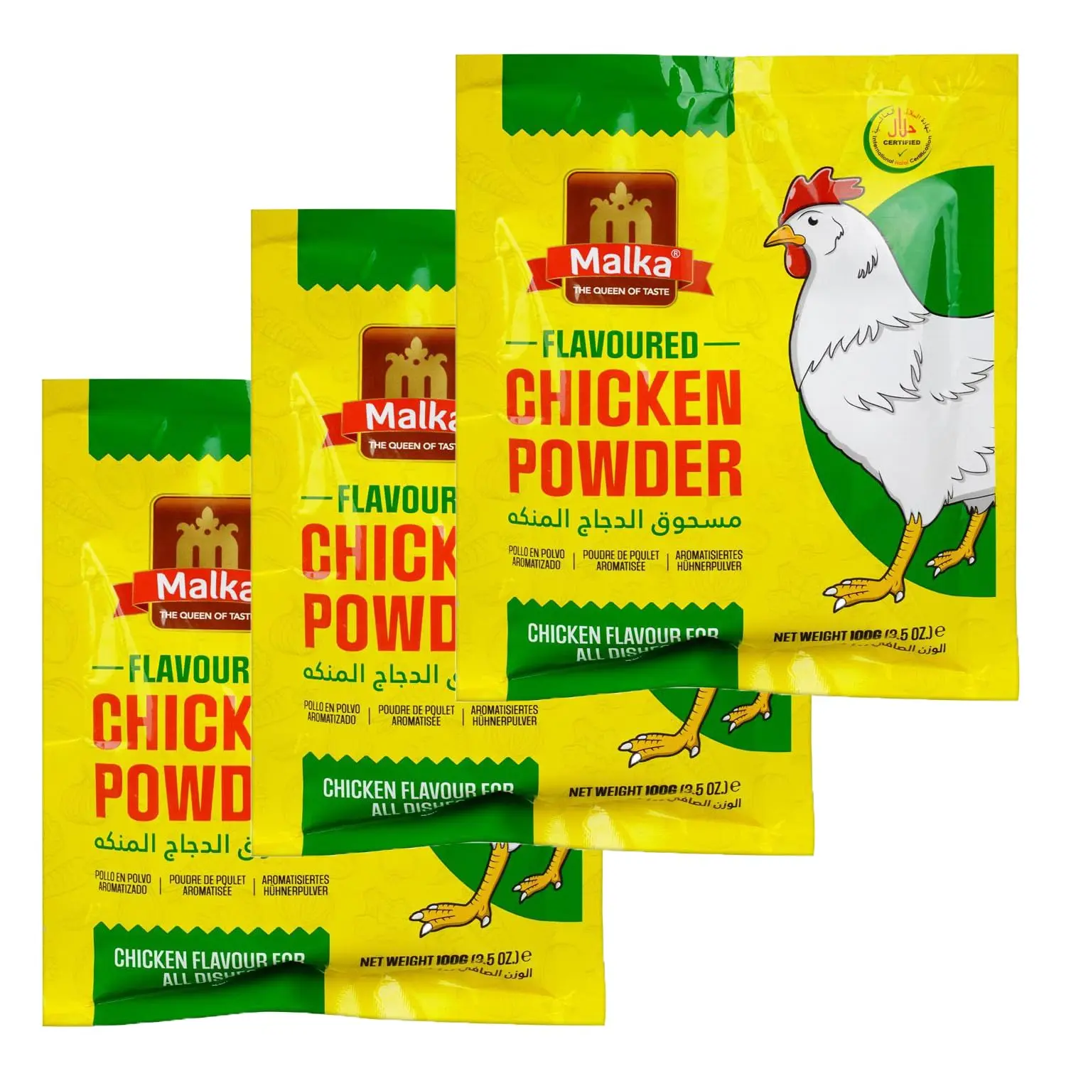 Malka Chicken Powder 100g (3.52oz) - Pack of 3 | Chicken Bouillon Powder for All Dishes | Halal & Vegetarian-Friendly | Perfect for Authentic Flavors