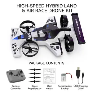 2-in-1 Hybrid RC Drone & Race Car, Land & Air Stunt Toy, Beginner-Friendly Remote Control Vehicle, Perfect Mother's Day & Children's Day Gift for Kids 8+