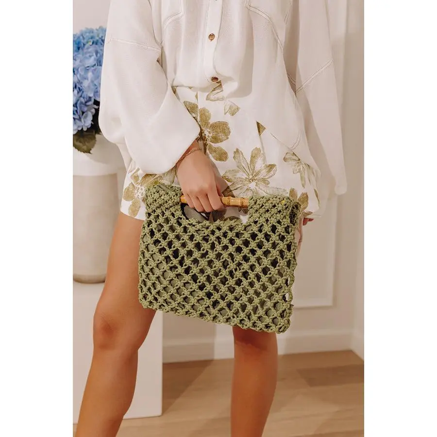 Coastal Cutie Crochet Clutch in Olive
