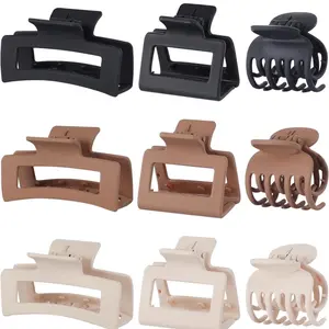 3 Style Hair Claw Clips 9 pcs for Women - Medium Rectangle & Square Clips for Thick & Thin Hair