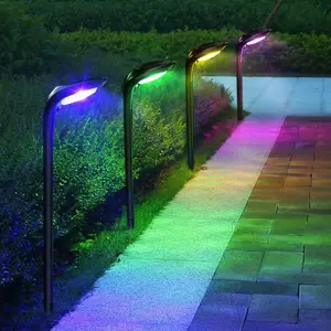 【Clearance】MOBECK Outdoor Solar Deck Lights, Bright RGB Solar Fence Lights with 4 Lighting Modes, In-Ground Solar Lights Outdoor Waterproof, Wall Solar Lights for Outside Garden Yard Path Step Decor