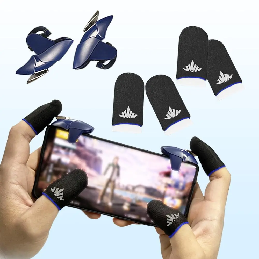 Game Controller Trigger & Finger Cots, Gamepad Assist Mobile Game Handgrip Aim Fire Trigger & Mobile Game Finger Cover, Gaming Accessories for PUBG, Console, Phone Game Controller, Gaming Products, Gaming Items
