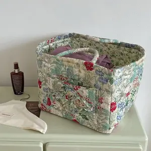 Large Capacity Floral Storage Basket, Home Organizer Bin, Laundry Room Organiser, Durable & Stylish Design, Perfect for Organizing Essentials, Fabric Laundry Basket