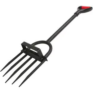 5-Tine Heavy Duty Pitch Fork for Gardening - Long Handled Digging Fork Garden Claw Weeder weed puller tool