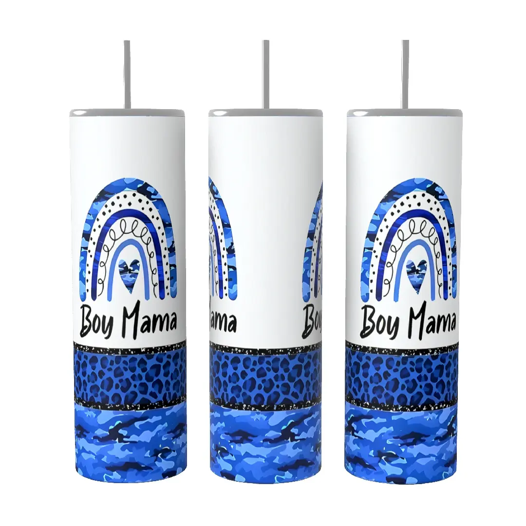 Boy Mama 20 oz Tumbler Coffee Drinkware Insulated Lid Skinny Portable