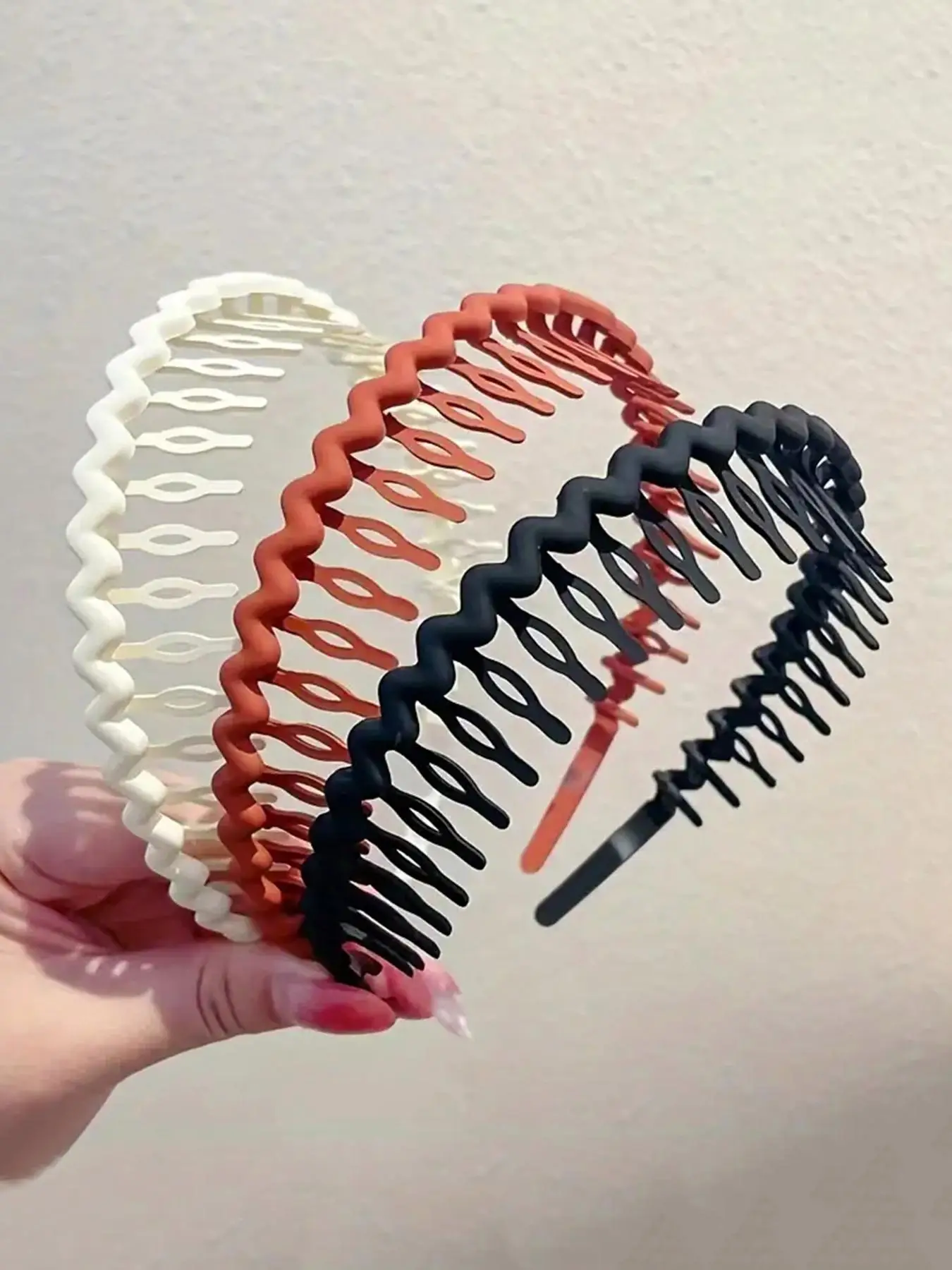 Girl's Casual Plain Wavy Hair Hoop, 3pcs/6pcs Mixed Color Frosted Textured Non-slip Hair Hoop, Broken Hair Bangs Wash Face Makeup Hair Accessories