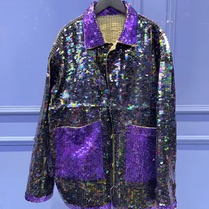 #41 LunaSparkle handmade designer Color-changing sequin jacket
