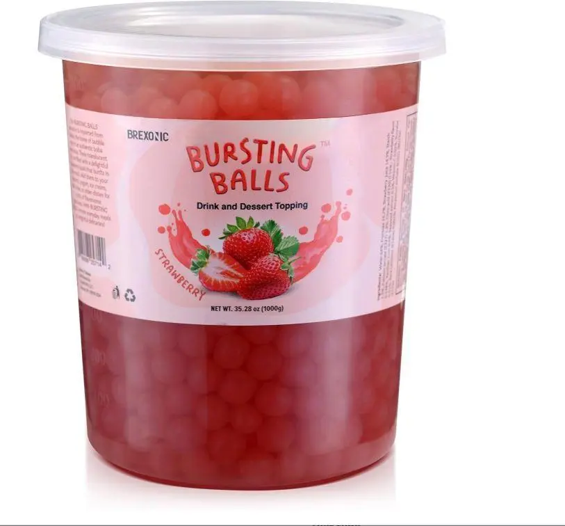 HOT NEW! BREXONIC Boba Pearls Popping Bursting Boba, Tapioca Pearls For Bubble Tea (Strawberry , 2 LB 1 Pack)