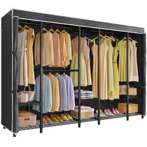 VIPEK V50C Extra Large Freestanding Closet Rack with 9 Adjustable Shelves, 4 Detachable Hanging Bars, Dustproof Cover & Heavy Duty Design