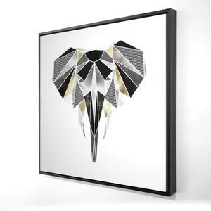 Begin Home Decor 2081-2424-AN476 24 x 24 in. Geometric Elephant Framed Canvas - African Animal Home Decor