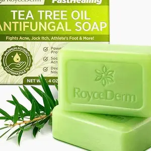 Roycederm Antifungal Antibacterial Tea Tree Soap: Antifungal Antibacterial Treatment for Face & Body Acne, Athlete's Foot, Tinea, Folliculitis Ringworm Jock Itch (Pack of 1)