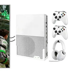Wall mount for the Xbox One S, Featuring Three Removable Controller Holders; Metal Bracket for Xbox One S Accessories (Mounted Xbox 1 S Behind TV)