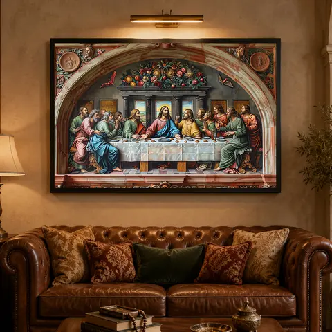 The Last Supper Christian Framed Canvas Wall Art Unique Religious Home Decor for Dining Room Gift for History Lovers And Faithful Hearts